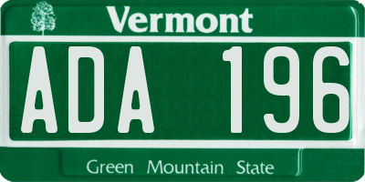 VT license plate ADA196