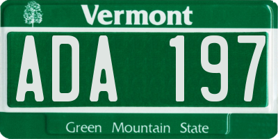 VT license plate ADA197