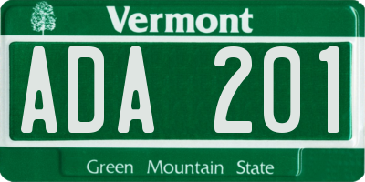 VT license plate ADA201
