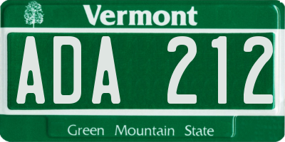 VT license plate ADA212