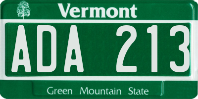 VT license plate ADA213