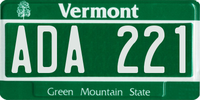 VT license plate ADA221