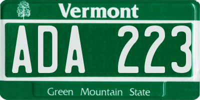 VT license plate ADA223