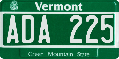 VT license plate ADA225