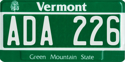 VT license plate ADA226