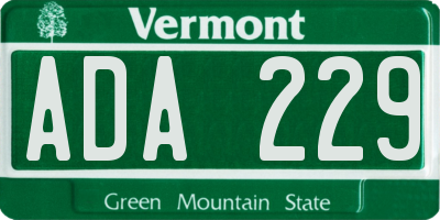 VT license plate ADA229