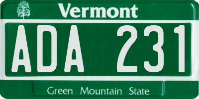 VT license plate ADA231