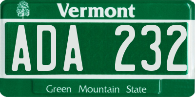 VT license plate ADA232