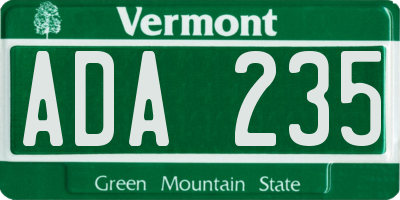 VT license plate ADA235