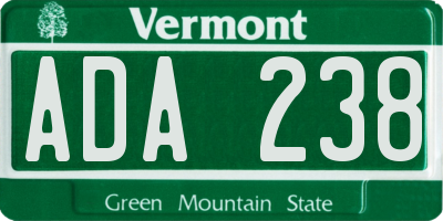 VT license plate ADA238