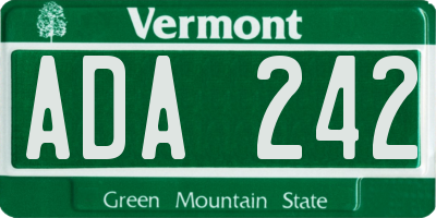 VT license plate ADA242