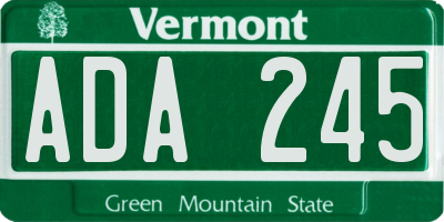 VT license plate ADA245