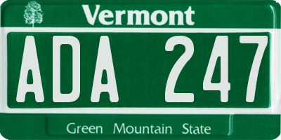 VT license plate ADA247