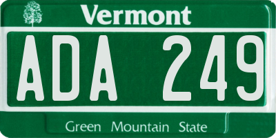VT license plate ADA249