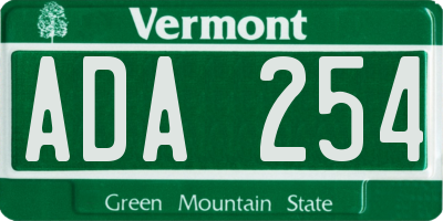 VT license plate ADA254