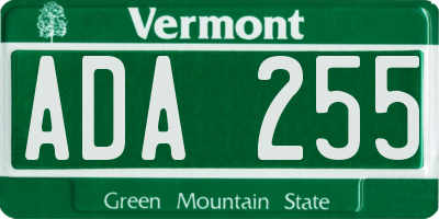 VT license plate ADA255