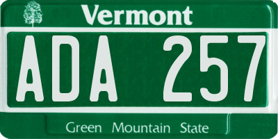VT license plate ADA257