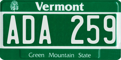 VT license plate ADA259