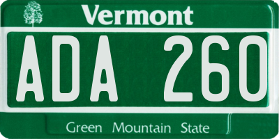 VT license plate ADA260