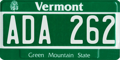 VT license plate ADA262