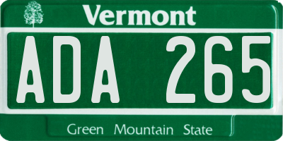 VT license plate ADA265