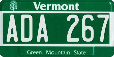 VT license plate ADA267