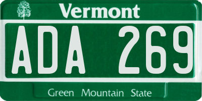 VT license plate ADA269