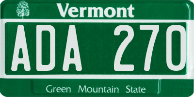 VT license plate ADA270