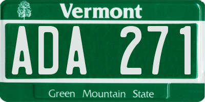 VT license plate ADA271