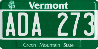 VT license plate ADA273