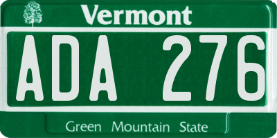 VT license plate ADA276
