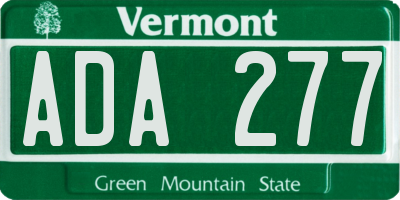 VT license plate ADA277