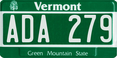 VT license plate ADA279
