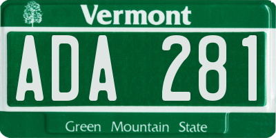VT license plate ADA281