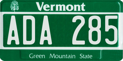 VT license plate ADA285