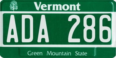 VT license plate ADA286