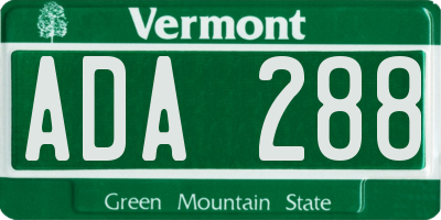 VT license plate ADA288