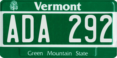 VT license plate ADA292