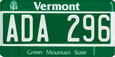 VT license plate ADA296