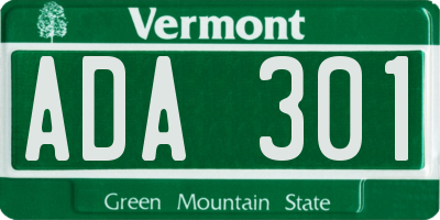 VT license plate ADA301