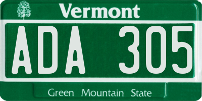 VT license plate ADA305