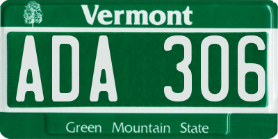 VT license plate ADA306