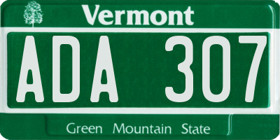 VT license plate ADA307
