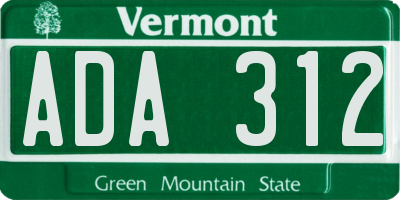 VT license plate ADA312