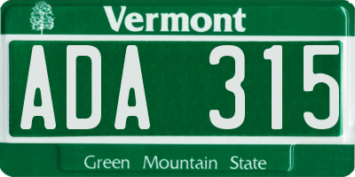 VT license plate ADA315