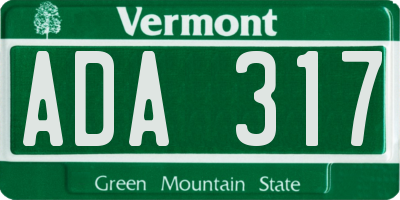 VT license plate ADA317