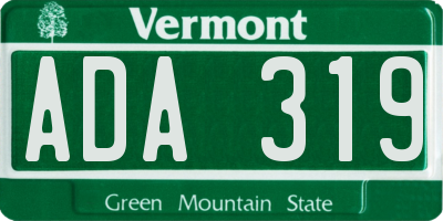 VT license plate ADA319