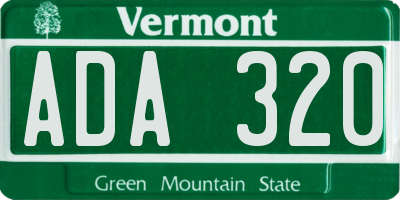 VT license plate ADA320