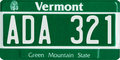 VT license plate ADA321