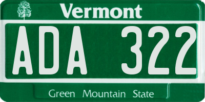 VT license plate ADA322